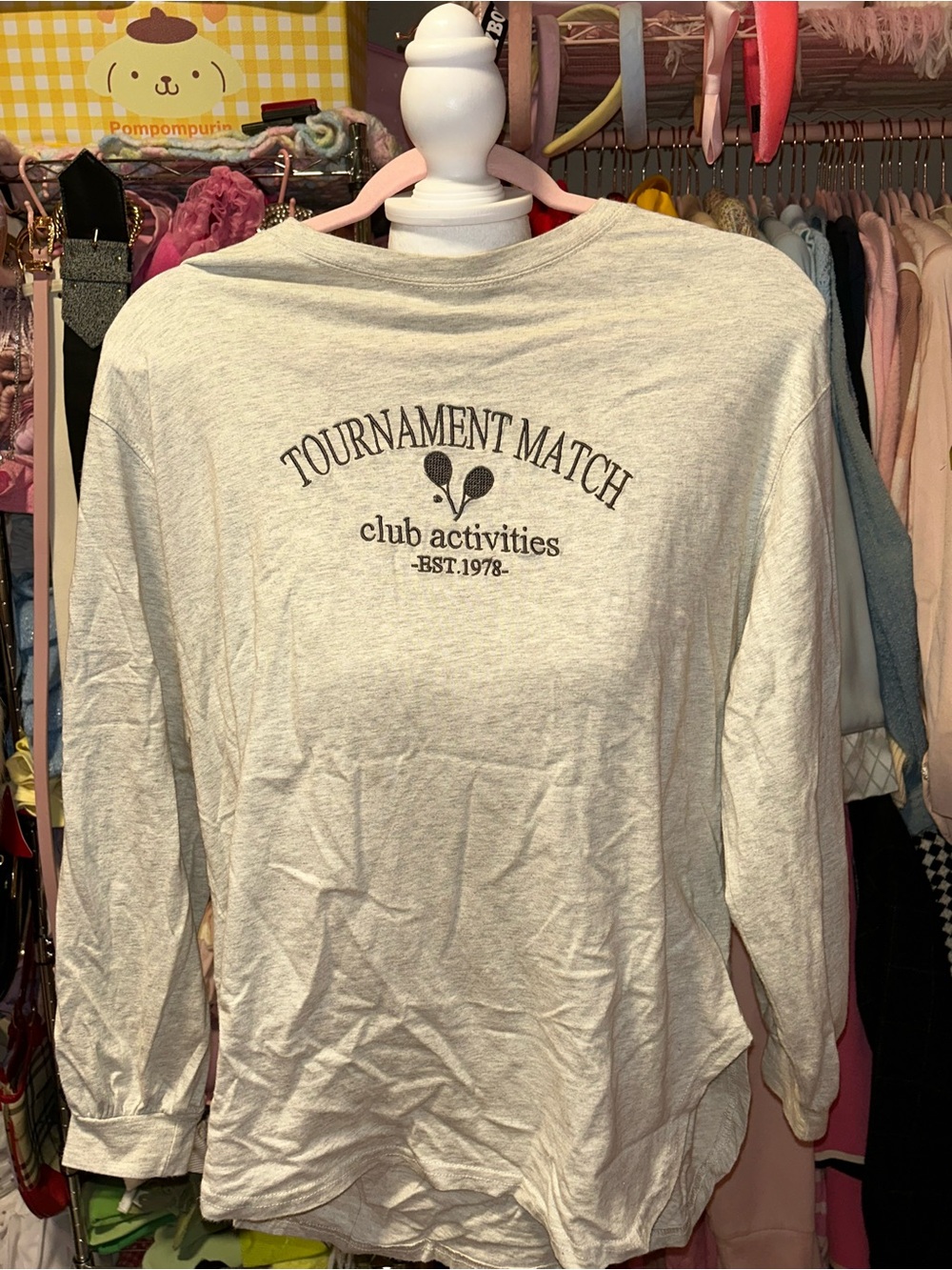 ASKNOWASPLUS Graphic Long Sleeve Tee in Light Oatmeal